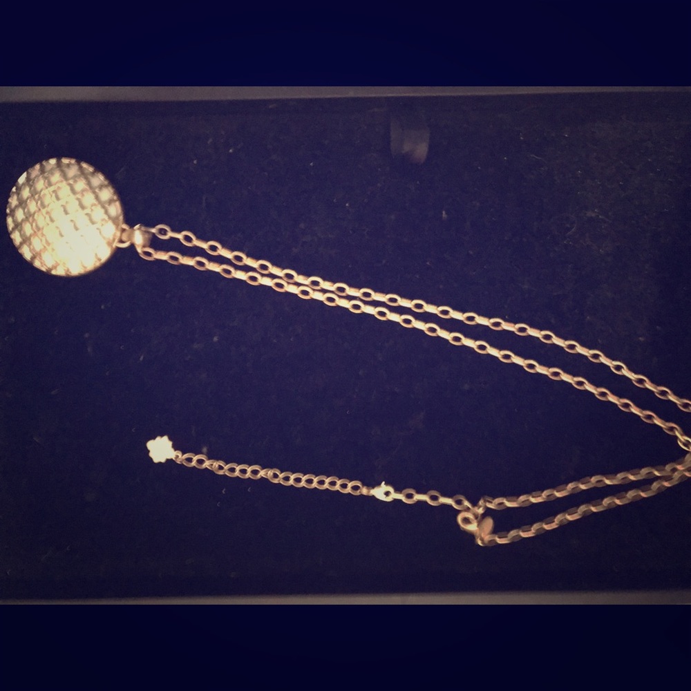 Gold and light turquoise pendant necklace